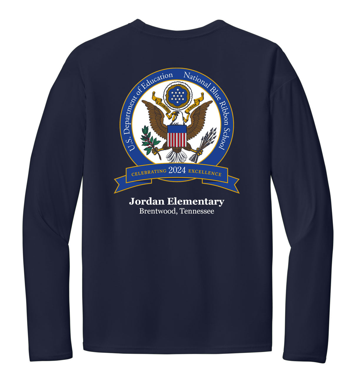 ADULT Blue Ribbon Long Sleeve Performance Tee-NAVY