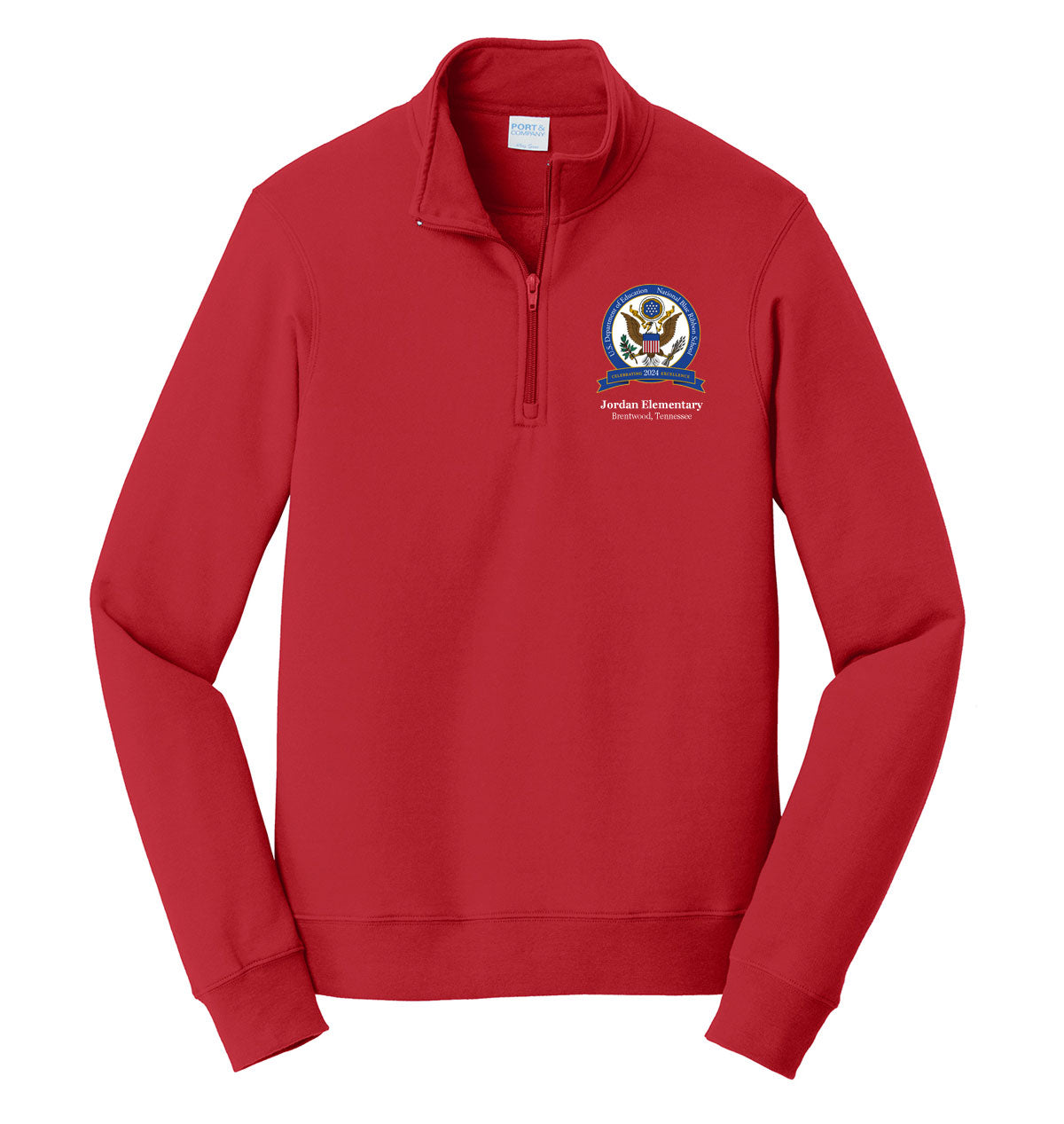 ADULT Blue Ribbon 1/4 Zip Fleece Sweater- RED